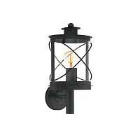 Настенный светильник уличный HILBURN 94842 Eglo уличный IP44 чёрный на 1 лампу, плафон прозрачный в стиле современный E27