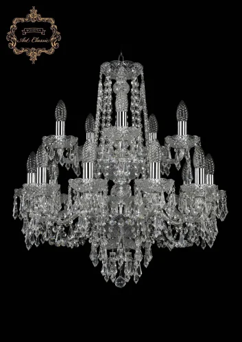 Люстра подвесная хрустальная 11.23.10+5.200.2d.Cr.Dr Bohemia Art Classic прозрачная на 15 ламп, основание хром в стиле классика 