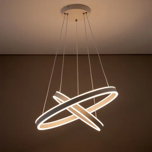 Светильник подвесной LED с пультом Дуэт CL719640 Citilux белый 1 лампа, основание белое в стиле модерн минимализм кольца с пультом фото 3