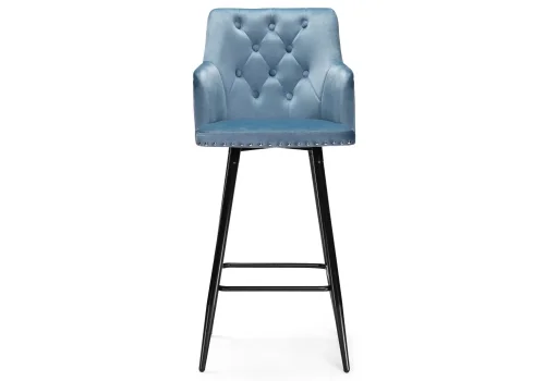 Барный стул Ofir blue 15047 Woodville, синий/велюр, ножки/металл/чёрный, размеры - ****500*370 фото 2