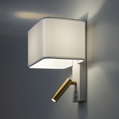 Бра с выключателем Dekart CL704480 Citilux белый на 1 лампу, основание бронзовое белое в стиле современный кантри для чтения фото 6