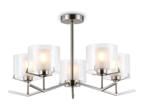 Люстра на штанге LH57001 Ambrella light белая на 5 ламп, основание никель в стиле классический 