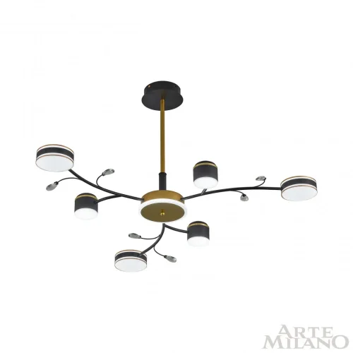 Люстра на штанге LED Ferrara-71040 276240/6+1 BK/GD Arte Milano белая на 1 лампу, основание чёрное в стиле современный фото 9 Люстра на штанге LED Ferrara-71040 276240/6+1 BK/GD Arte Milano белая на 1 лампу, основание чёрное в стиле современный фото 9