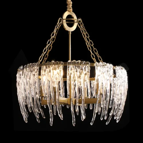 Люстра подвесная SPRING B D63 193704-23 ImperiumLoft прозрачная на 4 лампы, основание золотое в стиле современный  фото 12