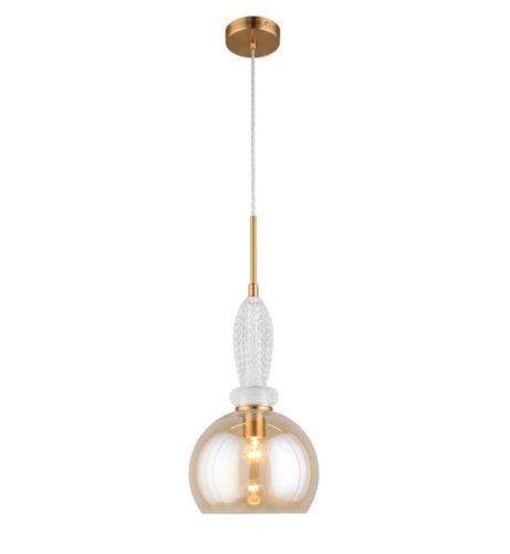 Светильник подвесной Kristel APL.304.16.01 Aployt янтарный 1 лампа, основание бронзовое в стиле современный выдувное