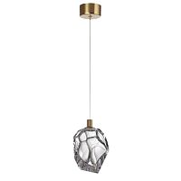 Светильник подвесной LED Gemme 7114/4LB Odeon Light прозрачный на 1 лампу, основание бронзовое в стиле классический современный выдувное