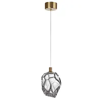 Светильник подвесной Gemme 7114/4LB Odeon Light прозрачный на 1 лампу, основание бронзовое в стиле классический современный выдувное