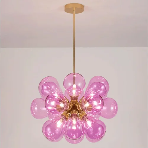 Люстра потолочная GRAPE MILK Pink 219501-23 ImperiumLoft розовая на 18 ламп, основание латунь в стиле минимализм  фото 15