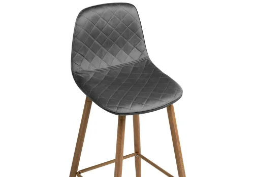 Барный стул Capri dark gray / wood 15132 Woodville, серый/велюр, ножки/металл/натуральный, размеры - ****435*490 фото 6