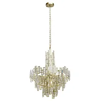 Люстра подвесная хрустальная Монарх 121010611 MW-Light прозрачная на 11 ламп, основание золотое в стиле классический 