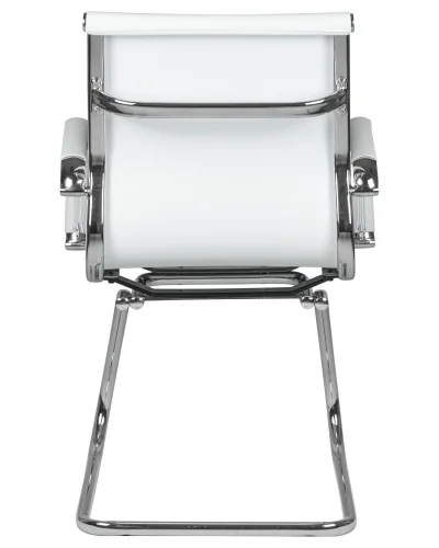 Офисное кресло для посетителей 102N-LMR CODY, цвет сиденья белый, цвет основания хромированная сталь Dobrin, белый/экокожа, ножки/металл/хром, размеры - ****535*600 фото 4