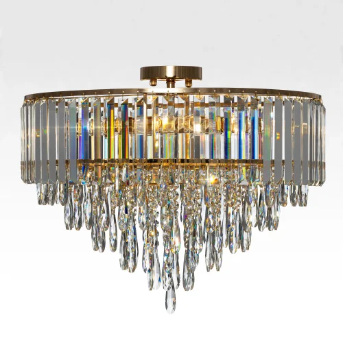 Люстра потолочная хрустальная Leonna CL320192 Citilux прозрачная на 10 ламп, основание золотое в стиле классический современный фото 3 Люстра потолочная хрустальная Leonna CL320192 Citilux прозрачная на 10 ламп, основание золотое в стиле классический современный фото 3