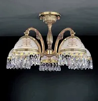 Люстра потолочная  PL 6120/5 Reccagni Angelo белая прозрачная на 5 ламп, основание золотое в стиле классический 