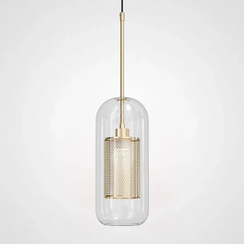 Светильник подвесной CATCH F cylinder brass D12 186715-26 ImperiumLoft прозрачный на 1 лампу, основание бронзовое в стиле современный 