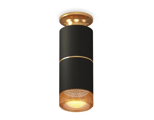 Светильник накладной Techno spot XS6302241 Ambrella light чёрный жёлтый 1 лампа, основание золотое в стиле модерн круглый