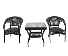 Комплект кофейный стол квадратный + 2 кресла Ротанг KL01158K,04 Kink Light