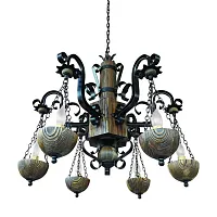 Люстра подвесная Гамма-6 Тарсьма без плафона на 6 ламп, основание коричневое в стиле кантри 