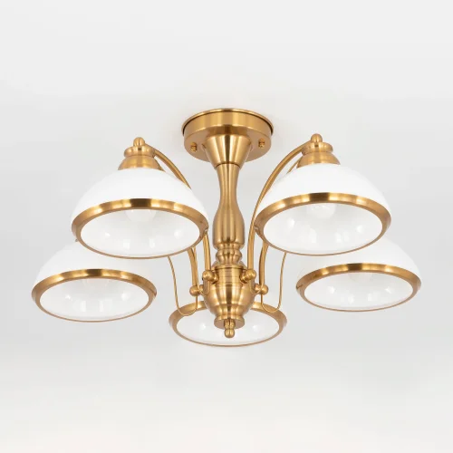 Люстра Краков потолочная CL401153 Citilux белая на 5 ламп, основание жёлтое бронзовое в стиле современный фото 2