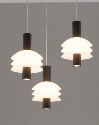 Светильник подвесной LED Sylv V11388-PL Moderli белый на 3 лампы, основание чёрное в стиле современный каскад фото 3