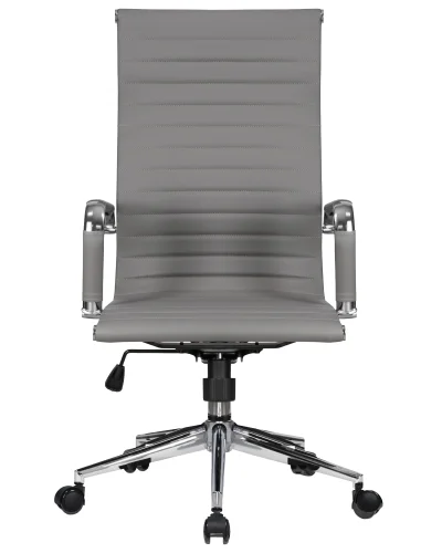 Офисное кресло для руководителей DOBRIN CLARK SIMPLE (серый (47)) цвет сиденья серый (47), цвет основания хромированная сталь Dobrin, серый/экокожа, ножки/металл/, размеры - 1090*1150**** фото 6