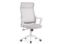 Компьютерное кресло Rino light gray / white 15632 Woodville, серый/сетка, ножки/пластик/белый, размеры - *1260***660*700
