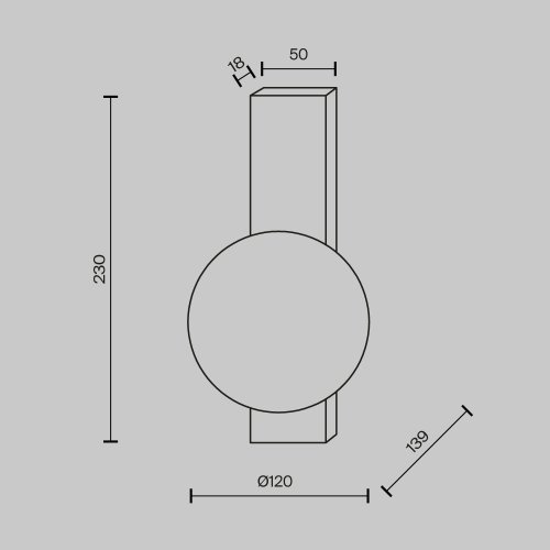 Бра Lunella MOD470WL-01BS Maytoni прозрачный на 1 лампу, основание латунь в стиле современный шар фото 7