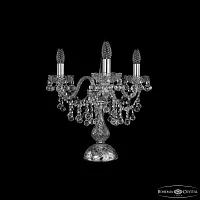 Настольная лампа 1409L/3/141-39 Ni Bohemia Ivele Crystal без плафона 3 лампы, основание прозрачное никель стекло хрусталь металл в стиле классический sp