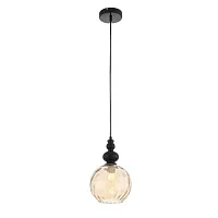 Светильник подвесной Bacineto SL374.313.01 ST-Luce прозрачный янтарный 1 лампа, основание чёрное в стиле современный шар