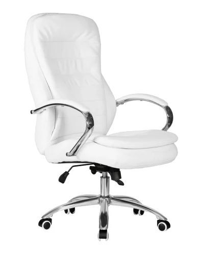 Офисное кресло для руководителей DOBRIN LYNDON (белый) цвет сиденья белый, цвет основания хромированная сталь Dobrin, белый/экокожа, ножки/металл/, размеры - 1100*1170**** фото 2