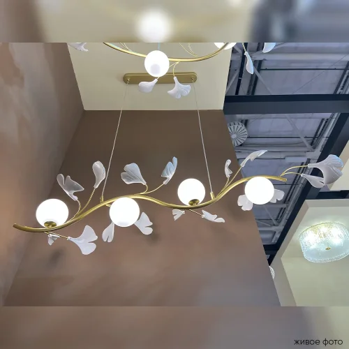 Светильник подвесной COLIBRI SP4 GOLD Crystal Lux белый на 4 лампы, основание золотое в стиле флористика шар фото 6