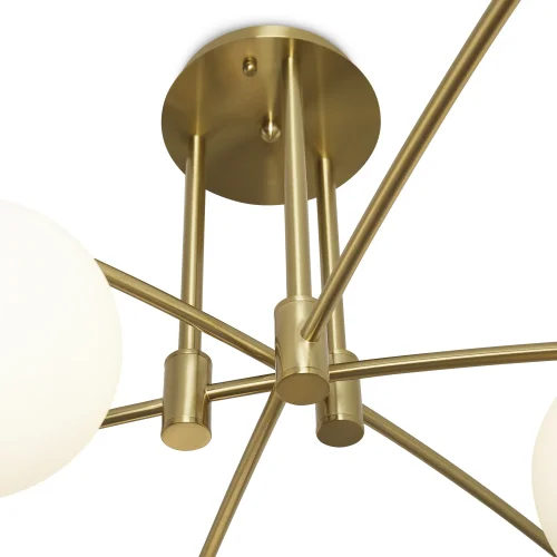 Люстра потолочная Hanger FR5443CL-06BS Freya белая на 6 ламп, основание латунь в стиле современный молекула шар фото 3