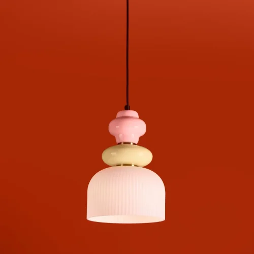 Светильник подвесной Alzare FR5595PL-01B4 Freya разноцветный белый на 1 лампу, основание чёрное в стиле современный мемфис фото 9