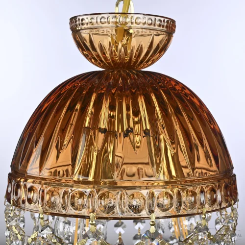 Светильник подвесной 5478/22 G Amber/M-1G Leafs K721 Bohemia Ivele Crystal янтарный 3 лампы, основание прозрачное золотое в стиле классический leafs фото 4