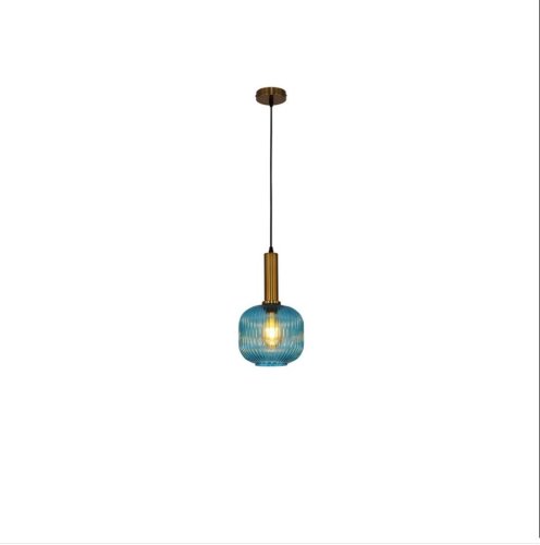 Светильник подвесной Triscina OML-99416-01 Omnilux голубой синий 1 лампа, основание бронзовое в стиле современный лофт выдувное