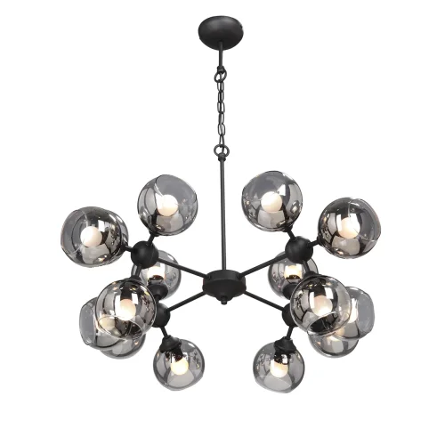 Люстра подвесная V4484-1/16 Vitaluce чёрная серая на 16 ламп, основание чёрное в стиле хай-тек шар фото 3 Люстра подвесная V4484-1/16 Vitaluce чёрная серая на 16 ламп, основание чёрное в стиле хай-тек шар фото 3