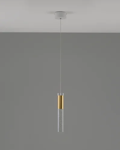 Светильник подвесной LED Ran V10896-PL Moderli прозрачный золотой 1 лампа, основание белое в стиле современный трубочки фото 2