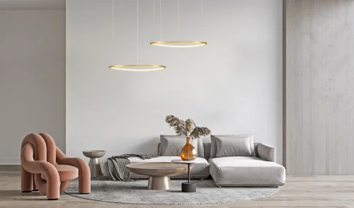 Светильник подвесной LED Glint MOD072PL-L28BS3K Maytoni латунь на 1 лампу, основание латунь в стиле хай-тек минимализм кольца фото 7