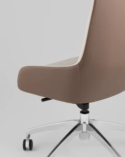 Кресло руководителя TopChairs Soulo, бежевый, коричневый УТ000039417 Stool Group, бежевый/экокожа, ножки/металл/хром, размеры - *1220**** фото 6