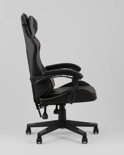 Кресло спортивное TopChairs Commander, черно-серый УТ000039476 Stool Group, чёрный/экокожа, ножки/полимер/чёрный, размеры - 1170*1270***710*710 фото 2