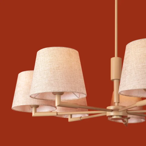 Люстра на штанге Butler FR2057PL-07BG Freya бежевая на 7 ламп, основание бежевое в стиле классический американский кантри фото 9