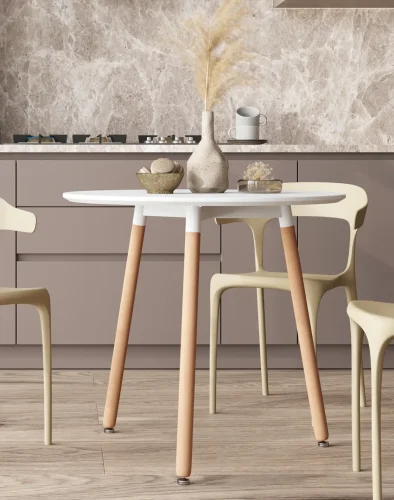 Стол круглый EAMES DST NEW D=80 белый на деревянных ножках УТ000039064 Stool Group столешница белая из мдф фото 6