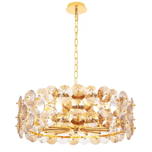 Люстра подвесная CRYSTAL SP12 GOLD Crystal Lux янтарная прозрачная на 12 ламп, основание золотое в стиле современный  фото 2
