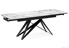 Стеклянный стол Блэкберн 160(220)х90 белый мрамор / черный 553573 Woodville столешница белая из стекло