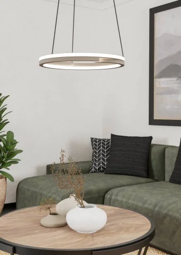 Светильник подвесной LED Mezzomonte 901824 Eglo бежевый на 1 лампу, основание бежевое в стиле современный хай-тек кольца фото 2 Светильник подвесной LED Mezzomonte 901824 Eglo бежевый на 1 лампу, основание бежевое в стиле современный хай-тек кольца фото 2