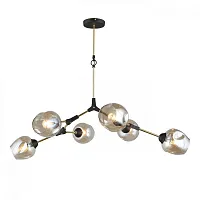 Люстра потолочная Savelletri OML-93707-06 Omnilux прозрачная серая на 6 ламп, основание чёрное в стиле лофт шар