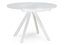 Стеклянный стол Трейси 110 110(150)х100х75 белый 516561 Woodville столешница белая из стекло