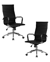 Офисное кресло набор 2 шт. SET-2 101B-LMR CLARK SIMPLE, цвет чёрный Dobrin, /экокожа, ножки/металл/хром, размеры - 1090*1150***680*680