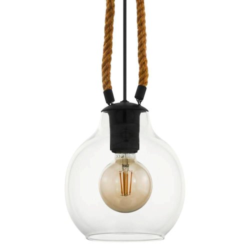 Светильник подвесной Roding 43617 Eglo прозрачный 1 лампа, основание чёрное в стиле лофт современный  фото 2