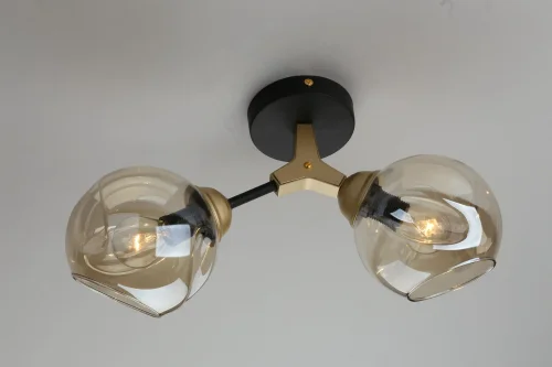 Бра Sandrigo OML-93601-02 Omnilux янтарный прозрачный на 2 лампы, основание чёрное в стиле лофт  фото 2