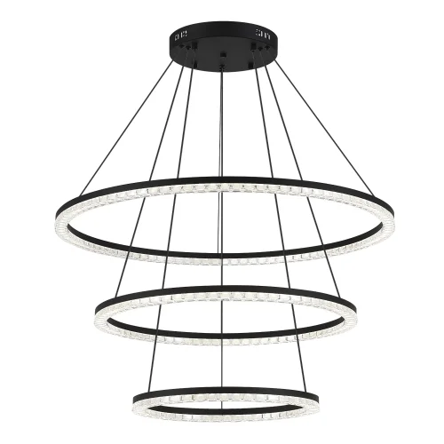 Светильник подвесной LED Euclidics SL1018.403.03 ST-Luce прозрачный на 1 лампу, основание чёрное в стиле хай-тек кольца